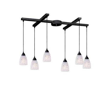 Elk Home Classico 6-Light Dark Rust Black Glass Island Pendant