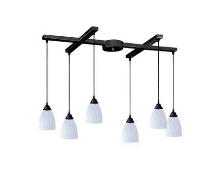Elk Home Classico 6-Light Dark Rust Black Glass Bell Island Pendant