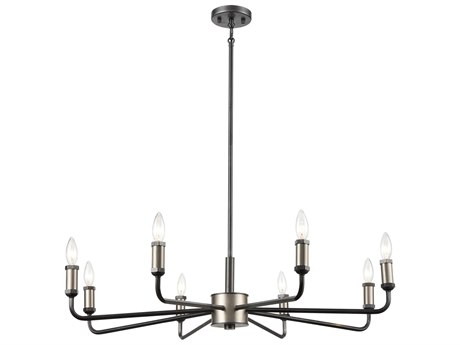 Elk Home Cortlandt 8-Light Gray Iron Brushed Platinum Silver Candelabra Chandelier