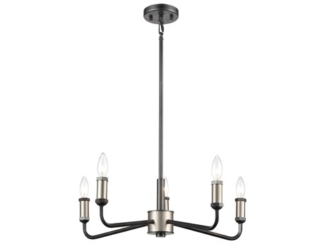 Elk Home Cortlandt 5-Light Gray Iron Brushed Platinum Steel Candelabra Chandelier