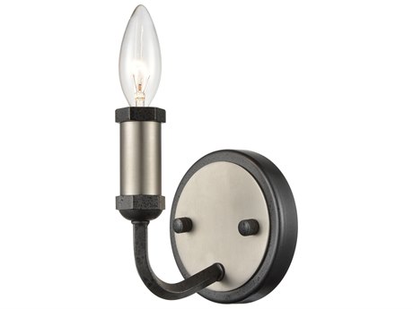 Elk Home Cortlandt 1-Light Gray Iron Brushed Platinum Silver Wall Sconce
