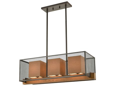 Elk Home Crossbeam 3-Light Oil Rubbed Bronze Oak Wood Island Pendant