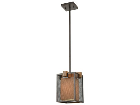 Elk Home Crossbeam 1-Light Oil Rubbed Bronze Oak Wood Linear Mini Pendant