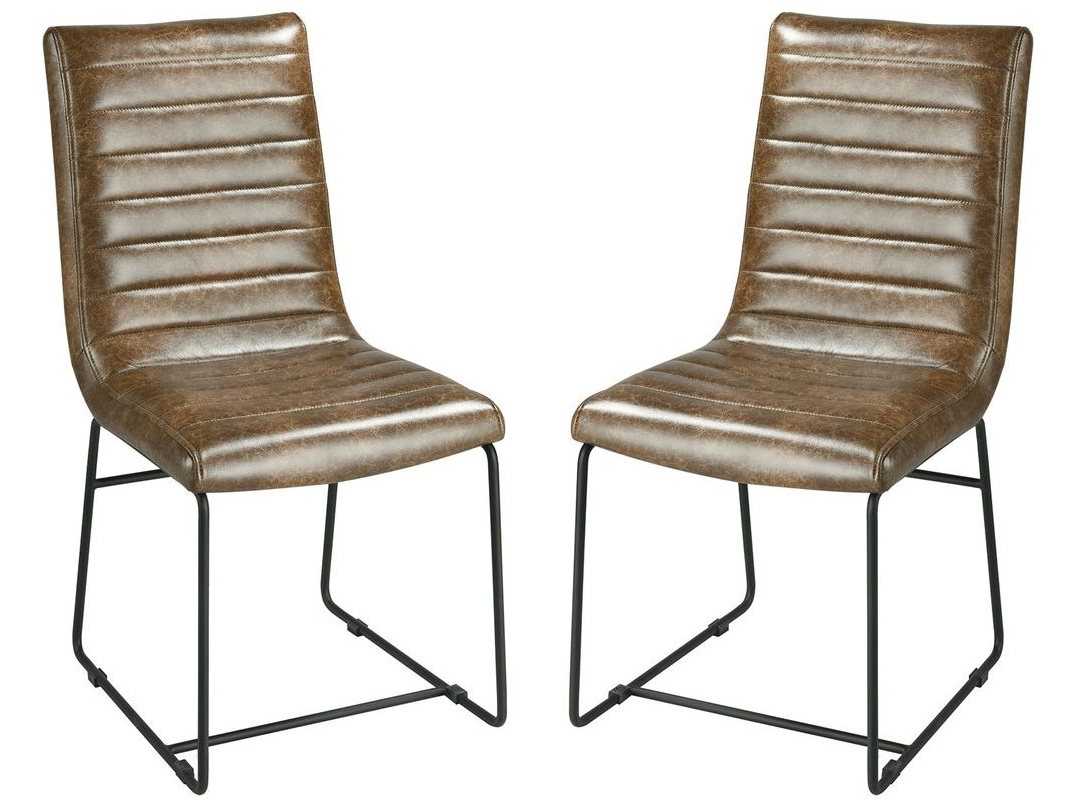 Elk Home Tobacco Faux Leather / Black Metal Side Dining Chair (Set of 2