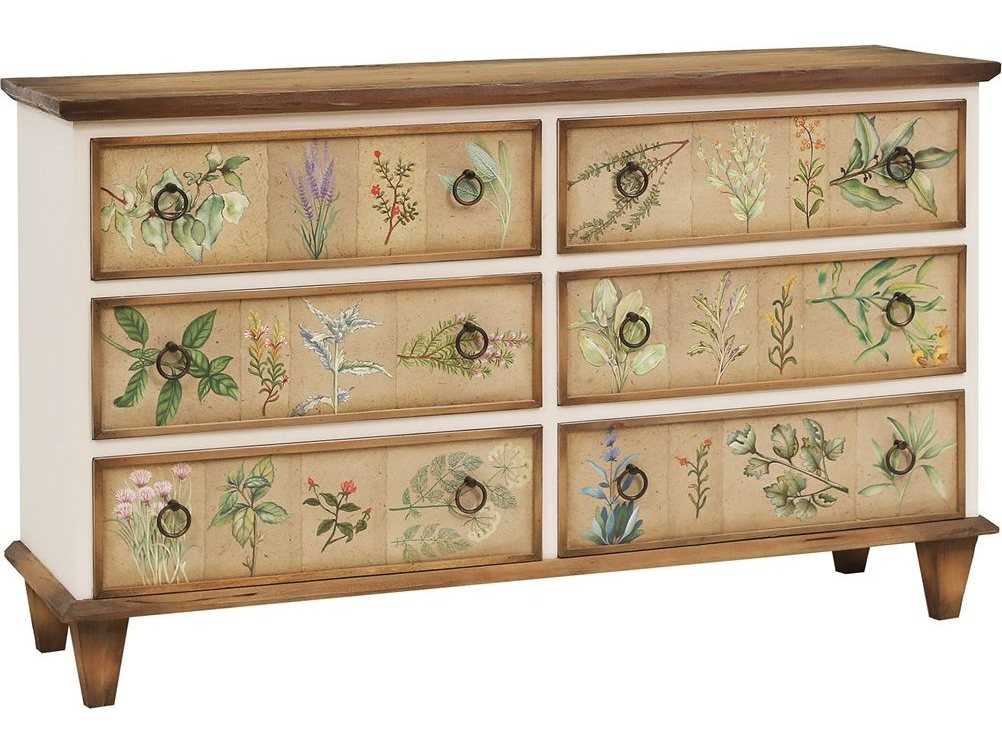 Elk Home Indian White Hand Painted Art Six Drawer Double Dresser Ek6419004 Hand Painted Art Six Drawer Double