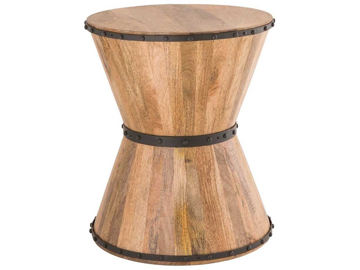 Elk Home Bronze / Natural Mango Wood 16'' Wide Round Drum Table EK8983059