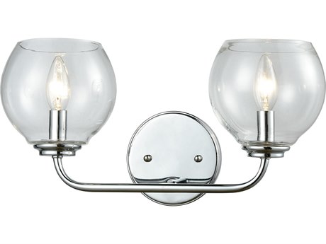 Elk Home Emory 2-Light Polished Chrome Clear Glass Vanity Light