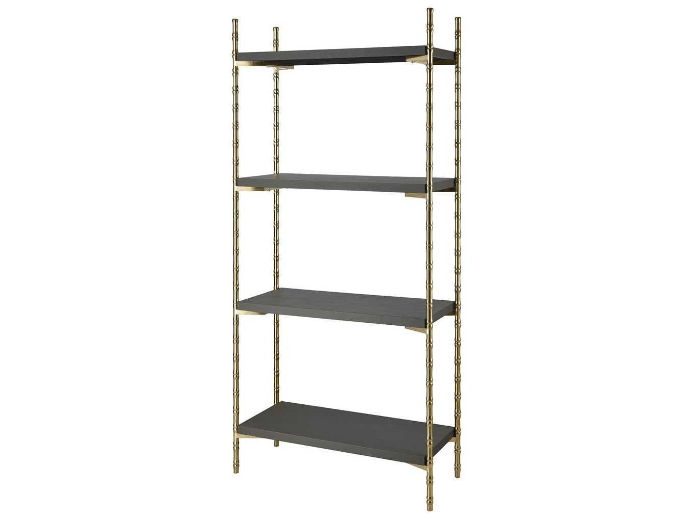 Elk Home Grey Faux Leather Gold Plated Stainless Steel Etagere