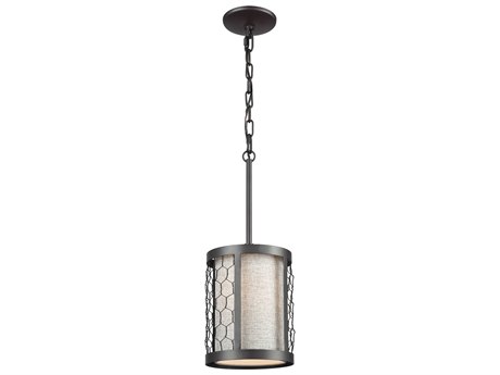 Elk Home Filmore 1-Light Oil Rubbed Bronze Gray Cylinder Mini Pendant