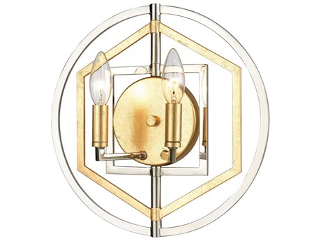 Elk Home Geosphere 2-Light Polished Nickel Parisian Gold Leaf Wall Sconce