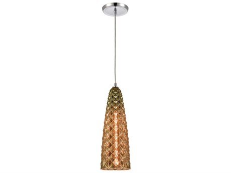 Elk Home Glitzy 1-Light Polished Chrome Bronze Glass Mini Pendant