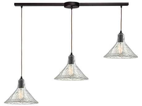Elk Home Hand Formed Glass 3-Light Oil Rubbed Bronze Bowl Island Pendant