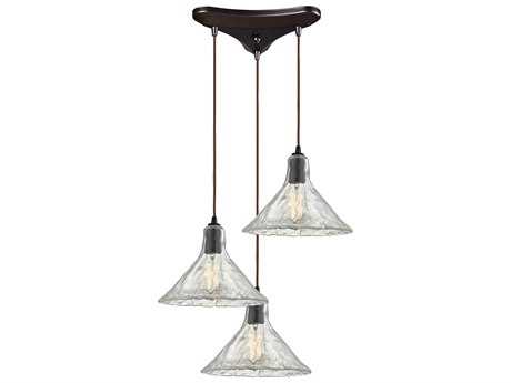 Elk Home Hand Formed Glass 3-Light Oil Rubbed Bronze Mini Pendant