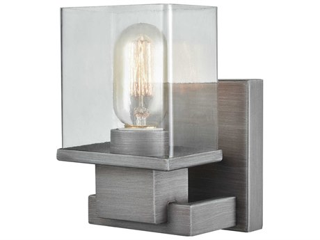 Elk Home Hotelier 1-Light Weathered Zinc Gray Glass Wall Sconce