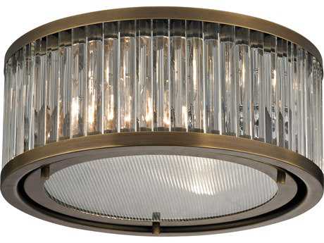 Elk Home Linden 2-Light Aged Brass Glass Drum Flush Mount