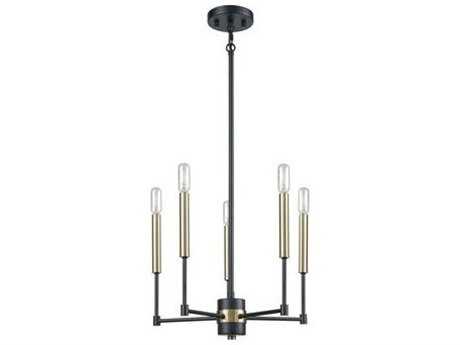 Elk Home Livingston 5-Light Matte Black Satin Brass Chandelier