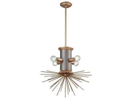 Elk Home Lucy Spike 4-Light Antique Gold Weathered Zinc Silver Sputnik Pendant