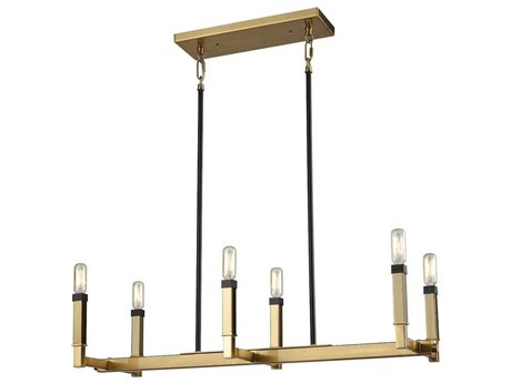 Elk Home Mandeville 6-Light Satin Brass oil Rubbed Bronze Geometric Island Pendant