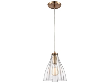 Elk Home Matilda 1-Light Satin Brass Clear Glass Bell Mini Pendant