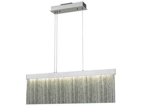 Elk Home Meadowland 1-Light Satin Aluminum Polished Chrome Silver Glass LED Island Pendant