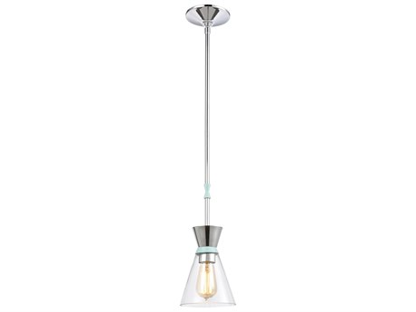 Elk Home Modley 1-Light Polished Chrome Pastel Aqua Blue Glass Mini Pendant