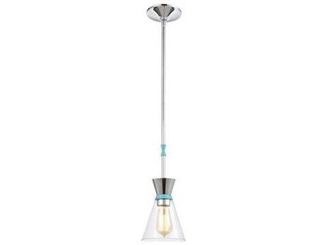 Elk Home Modley 1-Light Polished Chrome Pastel Blue Clear Glass Mini Pendant
