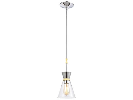 Elk Home Modley 1-Light Polished Chrome Pastel Yellow Clear Glass Mini Pendant
