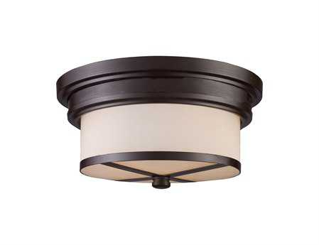 Elk Home Flushmount 2-Light Oiled Bronze Glass Drum Flush Mount