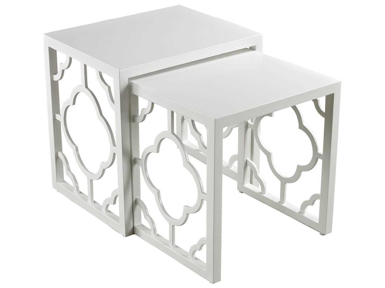 Elk Home Gloss White 21'' Wide Square Nesting Table (Set of 2) EK136007S2