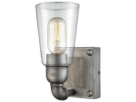 Elk Home Platform 1-Light Weathered Zinc Gray Glass Wall Sconce