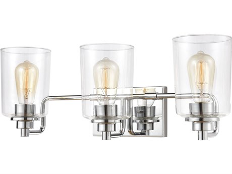 Elk Home Robins 3-Light Polished Chrome Clear Glass Vanity Light