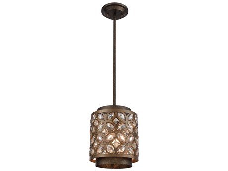 Elk Home Rosslyn 1-Light Mocha Deep Bronze Brown Crystal Drum Mini Pendant