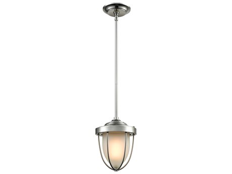 Elk Home Sturgis 1-Light Satin Nickel White Glass Mini Pendant