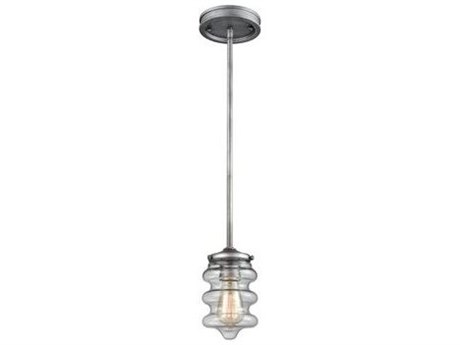 Elk Home Synchronis 1-Light Weathered Zinc Clear Glass Mini Pendant