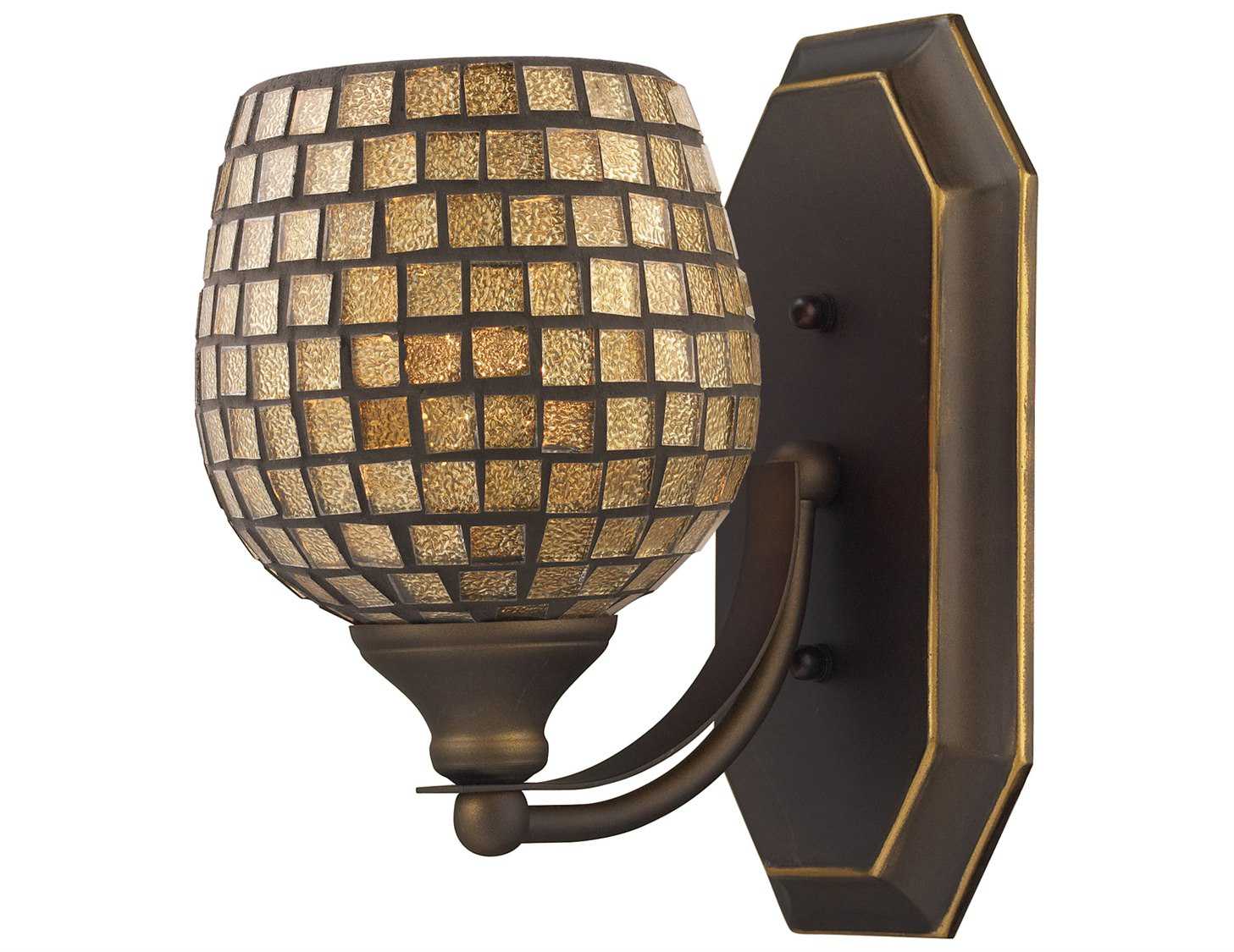 Elk Lighting Wall Sconce Aged Bronze & Gold Mosaic Glass Wall Sconce