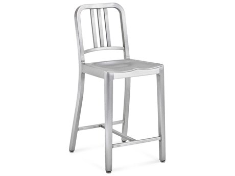 Emeco Navy Brushed Aluminum Counter Stool