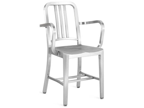 Emeco Navy Silver Arm Dining Chair