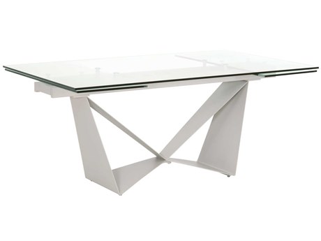 Luxecor Respite Extendable Rectangular Glass Clear Matte Light Gray Dining Table