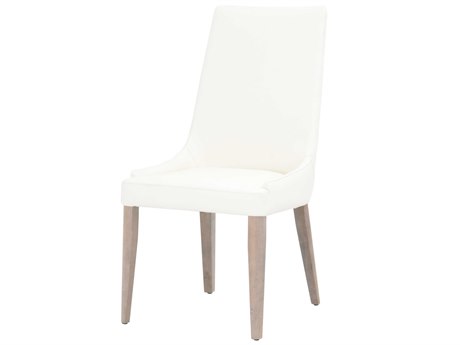 Essentials for Living Orchard Solid Wood White Leather Side Dining Chair
