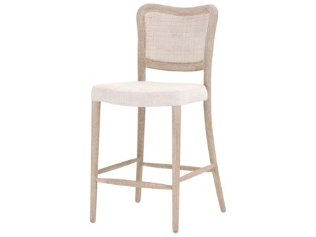 Essentials for Living Stitch & Hand Cela Upholstered Oak Wood Bisque Natural Gray Counter Stool