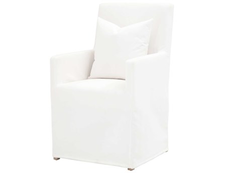 Essentials for Living Stitch & Hand Shelter Birch Wood White Upholstered Arm Dining Chair