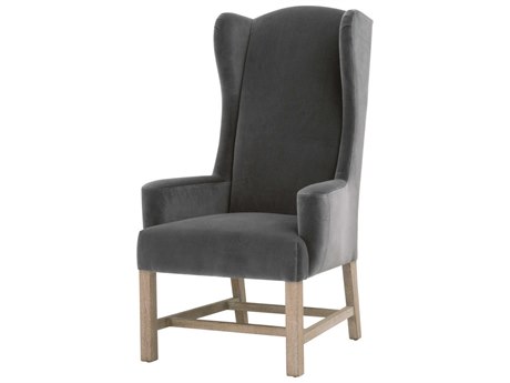 Essentials for Living Stitch & Hand Bennett Oak Wood Gray Upholstered Arm Dining Chair