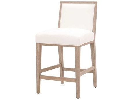 Essentials for Living Traditions Martin Upholstered Acacia Wood Peyton Pearl Natural Gray Counter Stool Set of 2