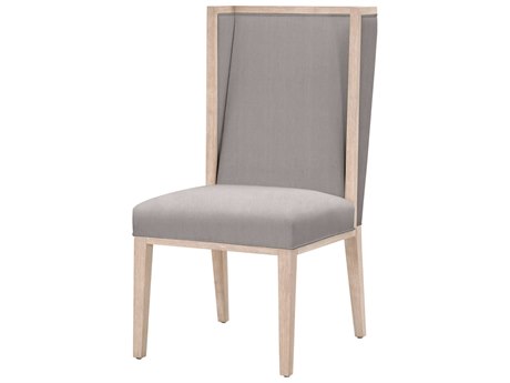 Luxecor Respite Martin Wing Back Pine Wood Gray Upholstered Side Dining Chair Set of 2
