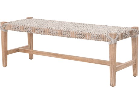 Essentials for Living Woven Taupe & White Natural Gray Accent Bench