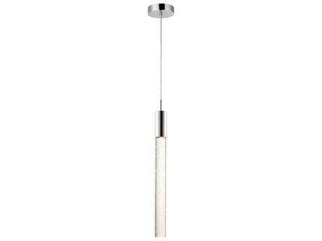 ET 1-Light Polished Chrome Crystal LED Cylinder Mini Pendant