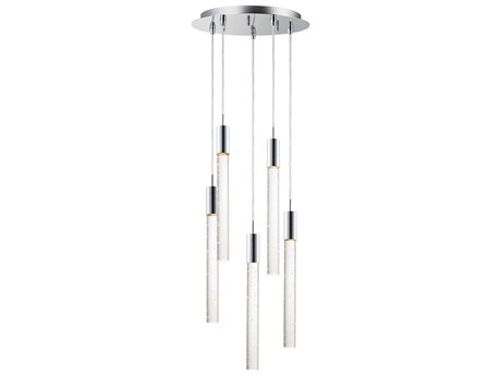ET2 Big Fizz 5-Light Polished Chrome Crystal LED Cylinder Pendant