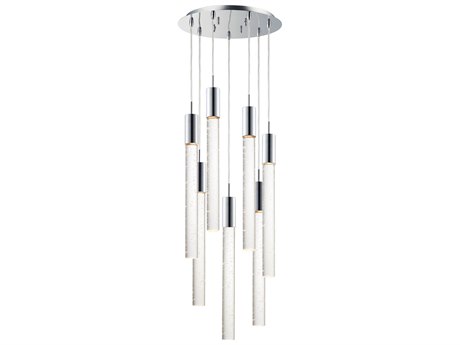 ET2 Big Fizz 7-Light Polished Chrome Crystal LED Cylinder Pendant