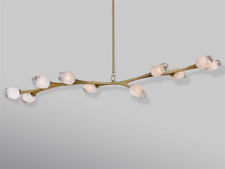 ET2 Blossom 10-Light Natural Aged Brass Glass LED Geometric Linear Island Pendant