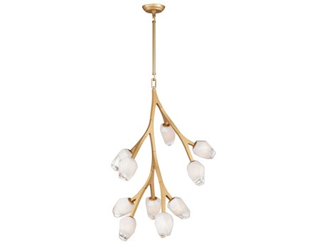 ET2 Blossom 10-Light Natural Aged Brass Glass LED Geometric Pendant